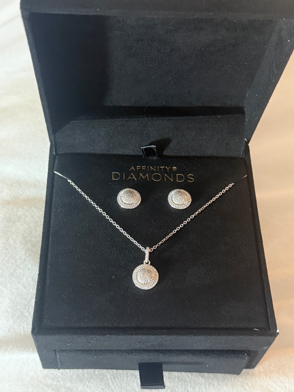 NIB Affinity Diamonds Sterling Silver 0.33ctw Necklace & Stud Earrings Set